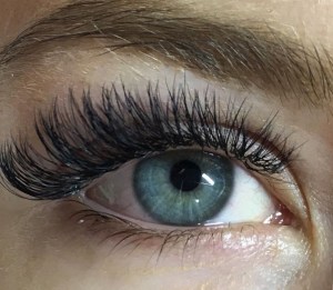 Close up of freshly applied eyelash extensions at Lash and Brow Art in Langley BC